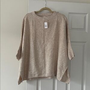 Lou & Grey Textured Cream Pullover Sweater Pancho